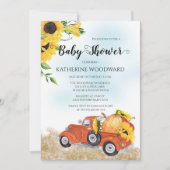 Invitation Camion Citrouille d'automne | Baby shower Sunflowe (Devant)