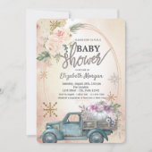 Invitation Camion citrouille, Fleurs, Baby shower Snowflakes (Devant)