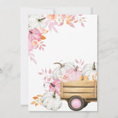 Invitation Camion Citrouille rose automne Anniversaire (Dos)