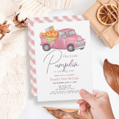 Invitation Camion Citrouille rose En vichy Fille 1er annivers