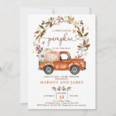 Invitation Camion Citrouille rustique brûlé Baby shower orang (Devant)