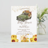 Invitation Camion citrouille, Texture bois, Baby shower tourn (Debout devant)