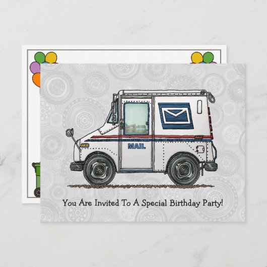 Invitation Camion Courrier (Devant / Derrière)