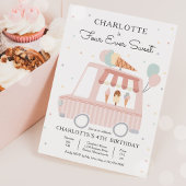 Invitation Camion Crème de glace rose quatre jamais doux 4e a