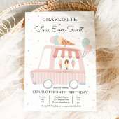 Invitation Camion Crème de glace rose quatre jamais doux 4e a