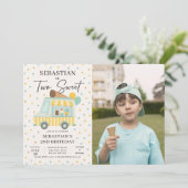 Invitation Camion Crème Glace Boy Photo de fête du 2e anniver (Debout devant)