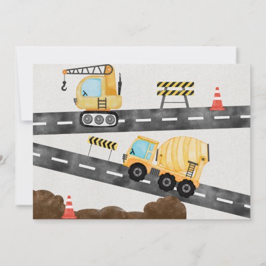 Invitation Camion d'anniversaire de construction (Dos)