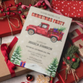 Invitation Camion d'aquarelle de Noël Rouge Plat