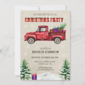 Invitation Camion d'aquarelle de Noël Rouge Plat (Devant)