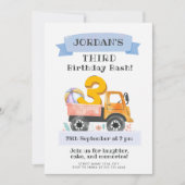 Invitation Camion d'aquarelle troisième anniversaire avec jou (Devant)