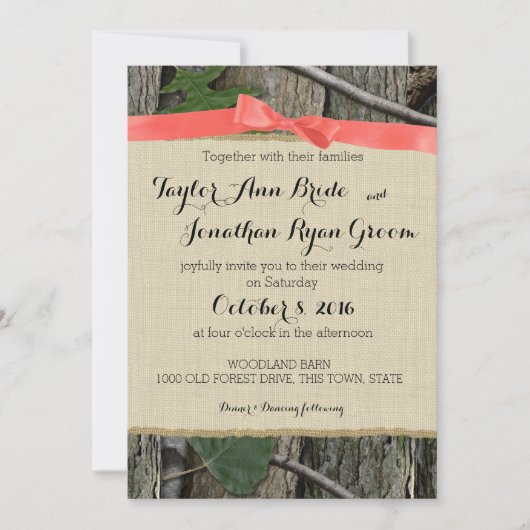 Invitation Camion d'arbre avec corail Bow (Devant)