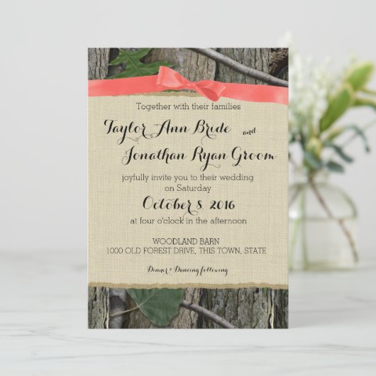 Invitation Camion d'arbre avec corail Bow (Debout devant)