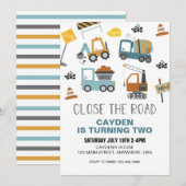 Invitation Camion de Chantier Anniversaire (Devant / Derrière)