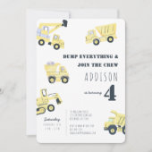 Invitation Camion de construction 4e anniversaire (Devant)