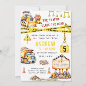 Invitation Camion de construction Bulldozer Anniversaire (Devant)