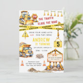 Invitation Camion de construction Bulldozer Anniversaire (Debout devant)