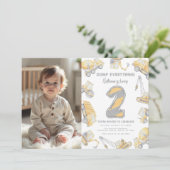 Invitation Camion de construction Deux fête d'anniversaire (Debout devant)