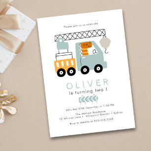 Invitation Camion de construction Dinosaur Anniversaire