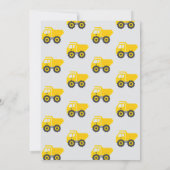 Invitation Camion de construction jaune pour un premier anniv (Dos)