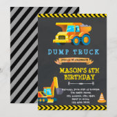 Invitation Camion de construction mignon (Devant / Derrière)