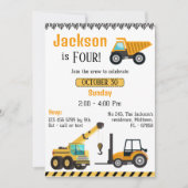 Invitation Camion de construction simple enfants 4e anniversa (Devant)