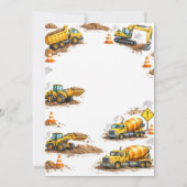 Invitation Camion de construction Tout Déverser 3e anniversai (Dos)