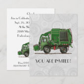 Invitation Camion de déchets mignon de camion à ordures (Devant / Derrière)