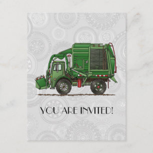 Invitation Camion de déchets mignon de camion à ordures