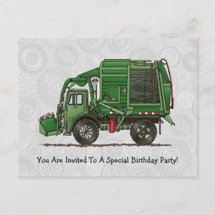 Invitation Camion de déchets mignon de camion à ordures