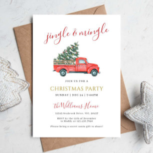 Invitation Camion de ferme et fête de Noël Arbre Jingle et Mi