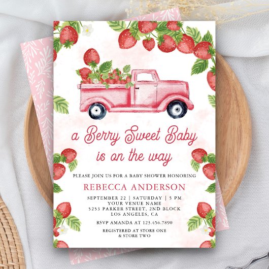 Invitation Camion de fraises mûre Berry Baby shower sucré
