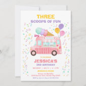 Invitation Camion de Glace Scoops Of Fun Rose Fille Anniversa (Devant)