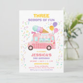 Invitation Camion de Glace Scoops Of Fun Rose Fille Anniversa (Debout devant)