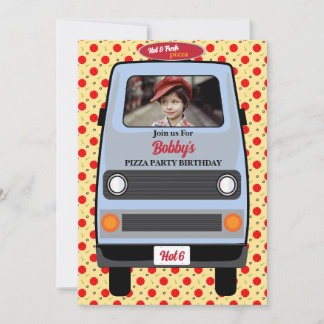 Invitation Camion de livraison de pizza de surfeur Anniversai