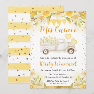 Invitation Camion de marguerites aquarelles et fleurs Quincea
