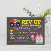 Invitation Camion de monstre et princesse Joint Birthday (Debout devant)