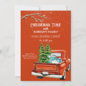 Invitation Camion de Noël avec arbres sur neige (Devant)