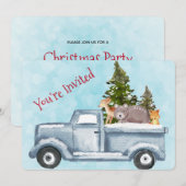 Invitation Camion de Noël avec la fête des animaux mignons (Devant / Derrière)