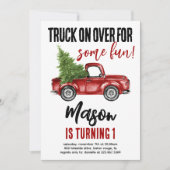 Invitation Camion de Noël Hiver Premier anniversaire Invitati (Devant)