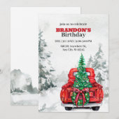 Invitation Camion de Noël pour l'anniversaire d'hiver (Devant / Derrière)