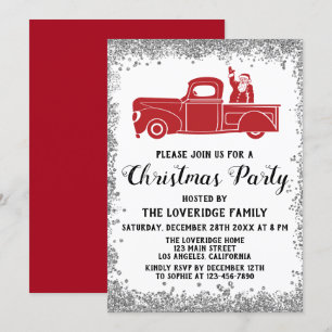 Invitation Camion de Père Noël rouge Fête de Noël de vacances