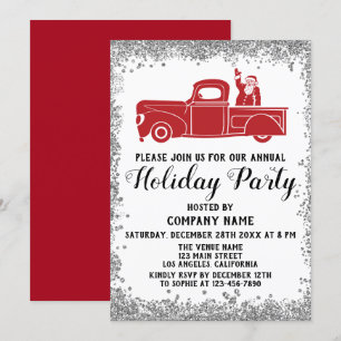Invitation Camion de Père Noël rouge Xmas Fête de l'entrepris