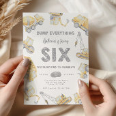 Invitation Camion de pompage de construction SIX 6e fête d'an