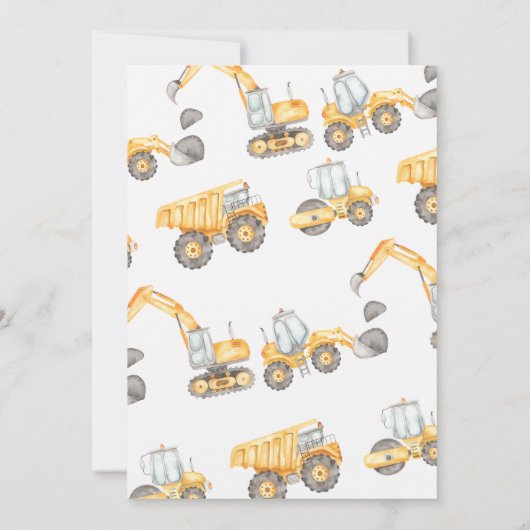 Invitation Camion de pompage Tout Construction 1er Anniversai (Dos)