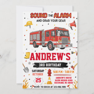 Invitation Camion de pompier Anniversaire avec image personna