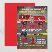 Invitation Camion de pompiers moderne à thème (Devant / Derrière)