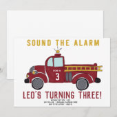 Invitation Camion de Pompiers Rétro (Devant / Derrière)