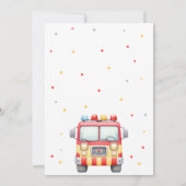 Invitation Camion de pompiers sonne l'alarme Anniversaire (Dos)