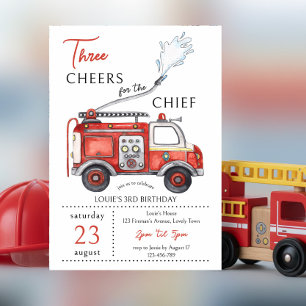 Invitation Camion de pompiers Trois acclamations Chef 3e Anni