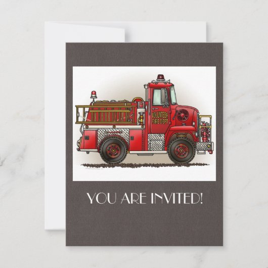 Invitation Camion de pompiers volontaire (Devant)